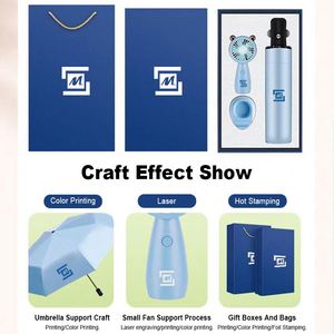 Artículos Promocionales, Regalos Empresariales, Actividades de Inauguración de Empresas, Set Creativo y Práctico de Sombrilla y Abanico, Regalo de Verano - Product Image 2