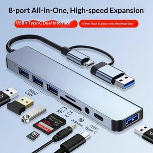 Base de Expansión USB 3.0 Tipo-C de Aleación de Aluminio, Divisor Multi-Interfaz de 8 Puertos, Hub USB para Portátil, Tablet, Teléfono, Computadora de Escritorio - Product Image 2