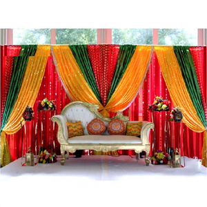 Colorful Shiny Wedding Backdrop Drapes Muslim Mehndi Night Wedding Colorful Drapes Muslim Function Wedding Backdrop Curtain - Product Image 1