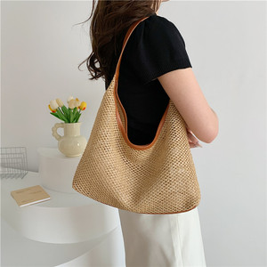 Woven <b>Large</b> Capacity Handbag Korean Ins Style Fashion Tote Bag Elegant Casual Underarm Bag For Daily Use - Product Image 2