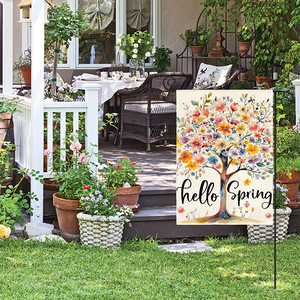 Bandera de Bienvenida de <span class=keywords><strong>Primavera</strong></span> para Jardín, Pancarta Colgante para Decoración de Patio y Terraza con Diseño de Flores Brillantes - Product Image 6