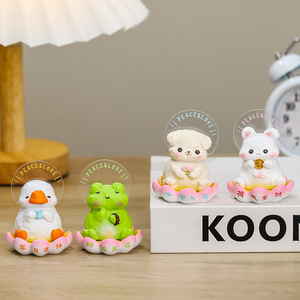 Estatuas de Resina de Animales Adorables con Base de Loto, Decoración para el Hogar, Regalo, Artesanía Artística - Product Image 2