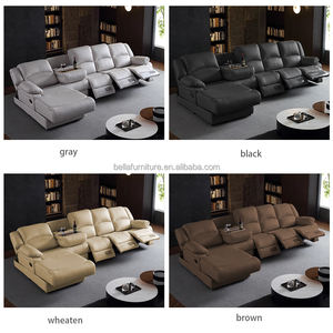 Sillón reclinable en forma de L de cuero de primera clase, sofá de cine eléctrico multifuncional para gran espacio para sala de estar moderna - Product Image 2