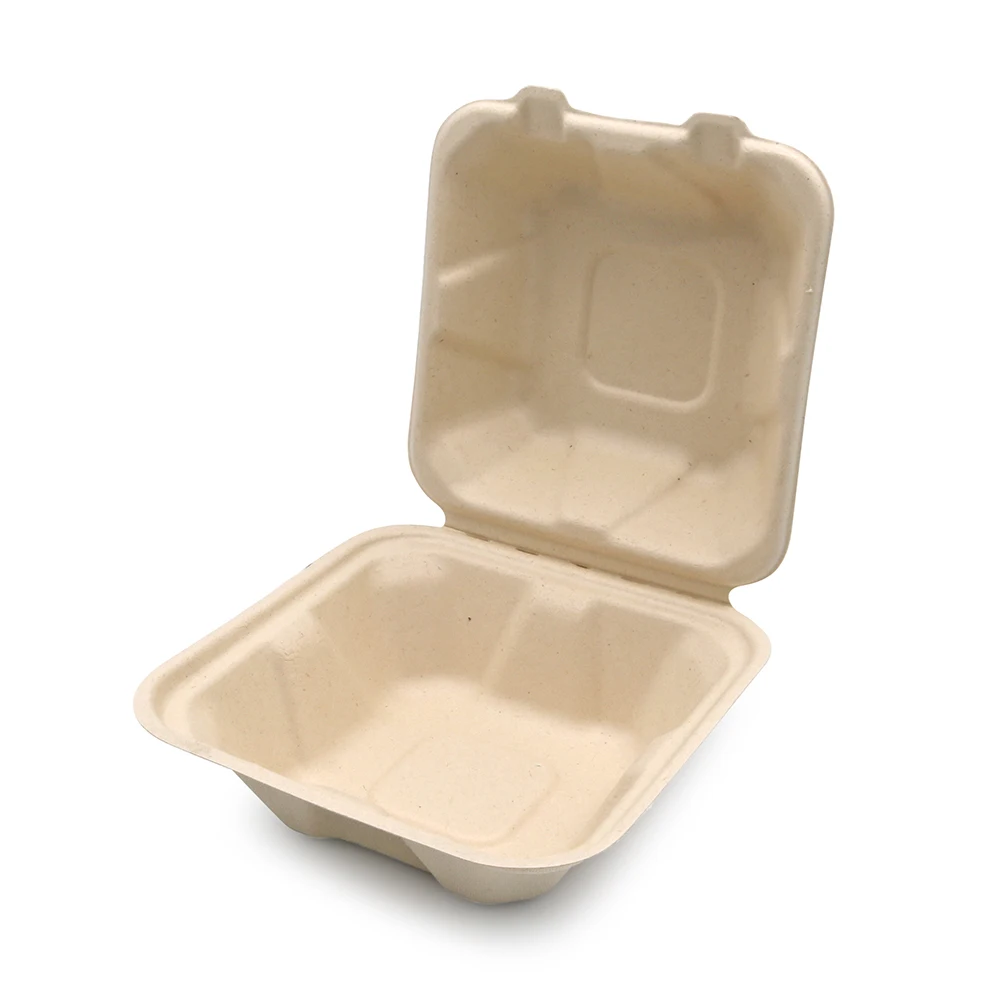 Bagasse-Lebensmittelbehälter Lunchbox herausnehmen