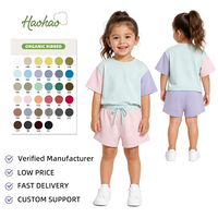 Ensemble de vêtements d'été pour enfants OEM ODM, t-shirt à manches courtes et col rond, short à cordon de serrage, ensembles de vêtements pour fillettes