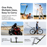 Support de fixation pour selfie stick en acier inoxydable et alliage d'aluminium, directement de l'usine, pour Insta360, SJCAM, YI-1.1M, équipement de vlogging