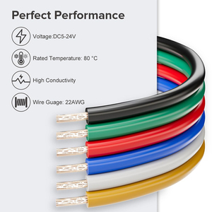 สายไฟ LED แบบยืดหยุ่น ESANN 2/3/4/5/6 ขา สำหรับไฟ LED แถบ 22AWG สายต่อขยายสำหรับแรงดันต่ำ 2/3/4/5/6 แกน - Product Image 4