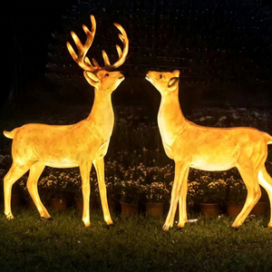 Statue géante de renne de Noël illuminée en fibre de verre pour la place de la ville, le parc à thème et le paysage festif - Product Image 1