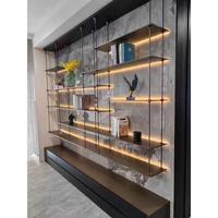 Bibliothèque sur mesure avec supports en métal aluminium, étagères en bois massif, éclairage LED, design moderne et simple, vente en gros d'usine