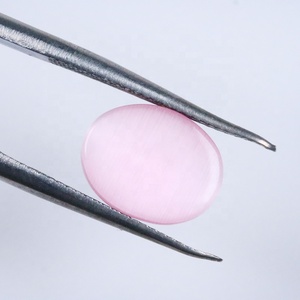 Cristal suelto sintético creado en laboratorio, gemas lisas, <span class=keywords><strong>piedra</strong></span> de forma ovalada, 8*10mm, cabujones de ojo de gato de Color rosa, piedras <span class=keywords><strong>bonitas</strong></span> de cristal - Product Image 3