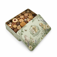 Boîte en métal rectangulaire personnalisée de qualité alimentaire pour biscuits, chocolats, aliments pour animaux de compagnie, emballage en métal avec couvercle, vente en gros