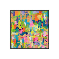 Impression Giclée Abstraite Maximaliste sur Toile Carrée avec Cadre en Alliage d'Aluminium – Décoration Murale pour Salon, Chambre, Entrée et Salle à Manger