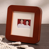 Bingkai Foto Kayu Persegi Sudut Bulat 5x5cm, Bingkai Gambar untuk Meja dan Dinding, 4 Warna Walnut Hitam Putih Oak, Ukuran Kustom