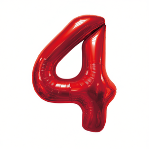 Ballon de fête en forme de chiffre 4 rouge de 100 cm, en aluminium, rempli d'hélium, décoration de fête - Product Image 1