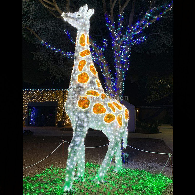 grande girafe éclairée 2d animal géant silhouette éclairage pour