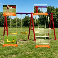 Ensemble de balançoires en plastique pour enfants avec 2 sièges et balançoire à glissière pour les jardins d'enfants, les parcs d'aventure et les jeux en plein air