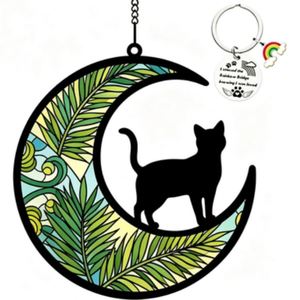 Atrapasol de acrílico con forma de luna, personalizado en memoria de tu perro, regalo de condolencia por la pérdida de un mascota, adorno arcoíris para madres de gatos que duermen por la pérdida de su mascota. - Product Image 6