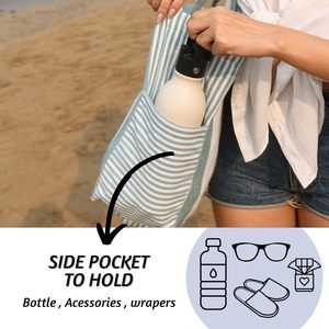 17 Inch <strong>Beach</strong> <strong>Bag</strong> <strong>for</strong> Women 100% Cotton <strong>Beach</strong> Tote <strong>Bag</strong> With Zipper Pocket Inside Large Woven Pool Canvas Tote <strong>Bag</strong> - Product Image 6