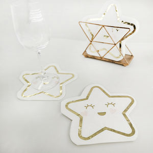 Serviettes en papier en gros Serviettes en papier jetables personnalisées imprimées 1/4 pliées découpées étoiles pour fête et mariage - Product Image 6