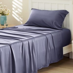100% Bamboo Bed <strong>Sheet</strong> <strong>Set</strong> Flat <strong>Sheet</strong> Fitted <strong>Sheet</strong> <strong>Set</strong> Solid Color Smooth Soft Bedding <strong>Set</strong> Grey Color - Product Image 1
