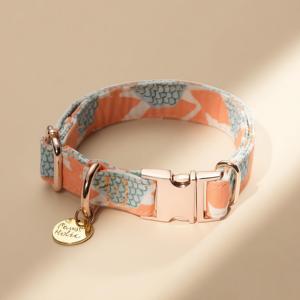 Collier pour chien de taille M, élégant, luxueux, imprimé motif arbre de loquat, confortable, en coton, personnalisé, réglable - Product Image 1