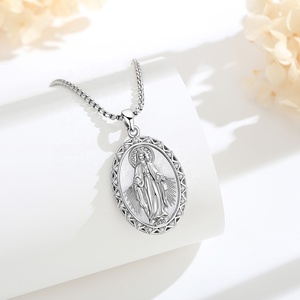 Bijoux religieux, pendentif médaille miraculeuse double face plaqué or 24 carats, Vierge <span class=keywords><strong>Marie</strong></span> 1830, collier catholique - Product Image 5