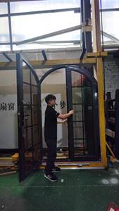 Puerta Arqueada de Aluminio para Exterior con Diseño de Rejilla, Puerta de Entrada con Bisagras - Product Image 6