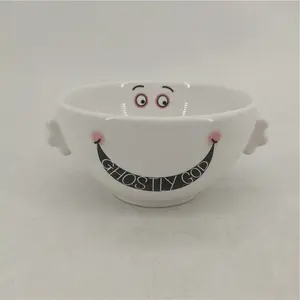 Ceramic Halloween ghost design bowl for kids gift custom home decor kitchen ceramic bowls with ears