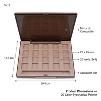 Palette de fards à paupières vide personnalisée OEM 20 couleurs, avec compartiments carrés de 25*25mm, couvercle miroir et fente pour pinceau