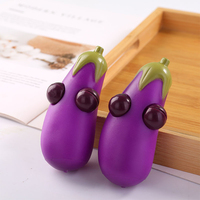 Jouet anti-stress amusant en forme d'aubergine froncée, à presser, avec visage de bulbe oculaire, à rebond lent, décoration de bureau, cadeau farfelu