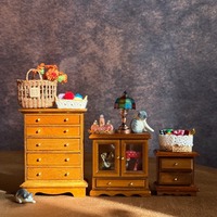 Ensemble de meubles décoratifs pour maison de poupée, 3 pièces, armoire à tiroirs en bois, table de chevet, combinaison de bureau décorative faite à la main