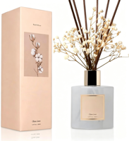 Diffuseur de parfum OEM avec bâtonnets, senteur Linge Propre & Fleurs, 67 fl oz, Désodorisant d'ambiance, Parfum d'intérieur, Décoration pour étagère de salle de bain
