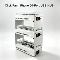 JYWD Hub USB multi-ports 60 ports blanc, station de charge, kit de boîtier pour Phone Farm, station d'accueil Click Farm pour la gestion de la charge en masse d'appareils mobiles