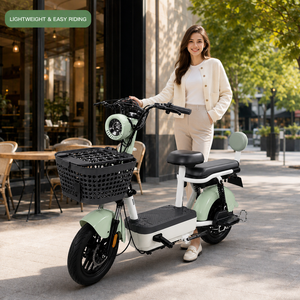 Bicicleta Eléctrica <span class=keywords><strong>Ligera</strong></span> para Recorridos Cortos, Scooter Eléctrico Portátil de Doble Asiento para Compras Diarias - Product Image 1