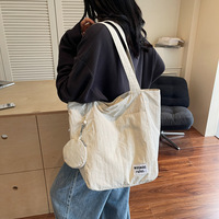 Tas Tote Wanita Sederhana Ringan Gaya Jepang Desain Unik Kanvas Tahan Lama Kapasitas Besar Tas Jinjing Selempang