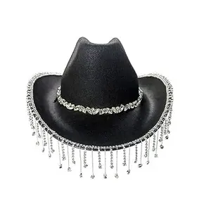 Cowboy Strass Hut Fransen Glitter Cap Rave Cowgirl Cap Nette Geburtstags feier Hut Breite Krempe Hüte Kostüm Zubehör