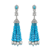 Boucles d'oreilles Millefiori de style bohème. Boucles d'oreilles à franges et diamants de style rétro, élégantes et tendance pour femmes.