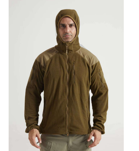 Veste polaire thermique d'hiver camouflage DFJ0924 avec capuche ou col, fermeture éclair sur la poitrine, patch renforcé - Product Image 1
