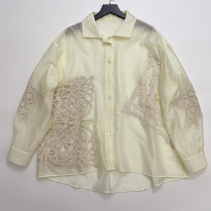 Blusa de Mujer Vintage con Encaje Tejido, Diseño Calado, Texturizada, Corte Regular, de Alta Gama, con Protección Solar - Product Image 1