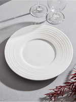 Assiette de dîner occidentale en céramique à motif brossé, assiette plate ronde, plat peu profond, assiette à légumes pour la maison, vaisselle d'hôtel, assiette de présentation