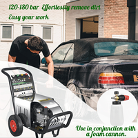 Hidrolavadora Eléctrica Comercial de Alta Presión Vigor, 220v 2kw 120 Bar 1450rpm 13L/min, Chorro de Agua Fría Automático para Lavado de Autos