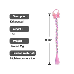 Shinein colorato per bambini intrecciato coda di cavallo parrucca <span class=keywords><strong>capelli</strong></span> fascia di gomma estensione dei <span class=keywords><strong>capelli</strong></span> per le bambine - Product Image 3