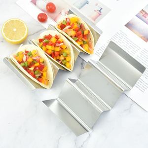 Soportes Ondulados Pequeños Personalizados al por Mayor, Paquete de 4, Soporte para Tacos de Acero Inoxidable, Estilo Bandeja - Product Image 6