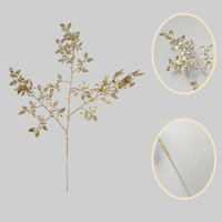 Feuilles artificielles en bois de santal doré, feuillage en plastique, poudre de paillettes dorées, insert décoratif pour la maison, photographie, faux décor