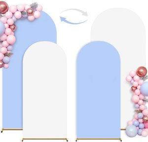 Selamat Ulang Tahun <span class=keywords><strong>White</strong></span> Arch Covers Round Top Double-Sided <span class=keywords><strong>Backdrop</strong></span> Dekorasi Pesta Baby Shower Pernikahan Wisuda Dapat Disesuaikan - Product Image 4