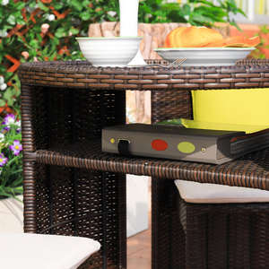 बालकनी कॉफी टेबल सेट दौर रतन उद्यान सेट आउटडोर फर्नीचर 2 सीटों सोफे के तीन टुकड़े - Product Image 5