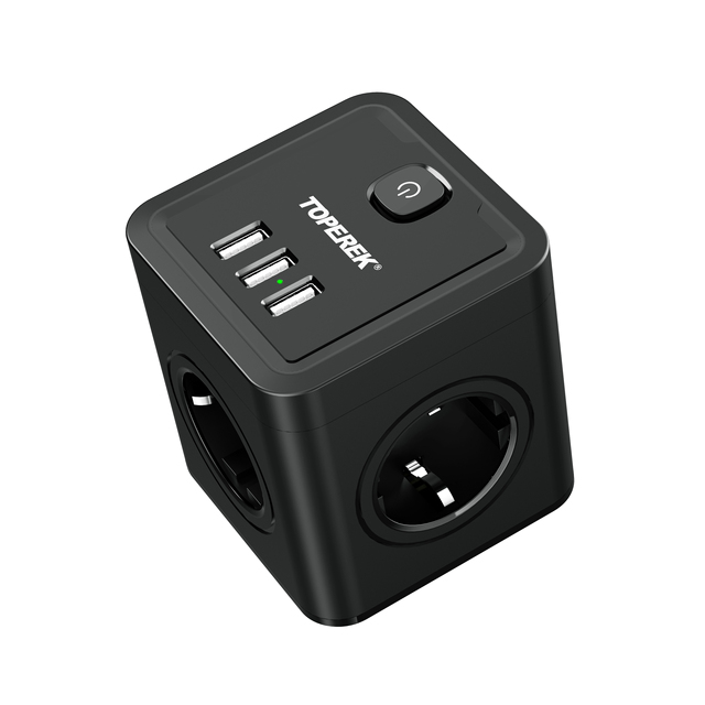 USB Wall Socket 5 AC and 3 DC Port Black