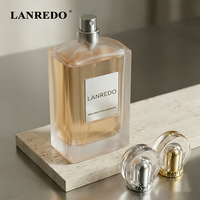 Flacon de parfum vide en verre givré rectangulaire irrégulier de luxe LANREDO, 100 ml, flacon de parfum transparent avec boîte cadeau