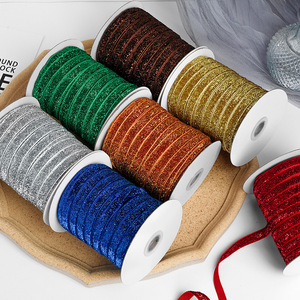 Bán Buôn 1Cm Kim Loại Ribbon Gói Quà Tặng Long Lanh Nhung Ribbon Trang Trí Ribbon Cho Giáng Sinh Tổ Chức Sự Kiện 50 Yards - Product Image 5