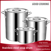 Seau à soupe en acier inoxydable, grand seau commercial avec doubles anses et couvercle, seau à eau ménager de grande capacité, marmite à soupe